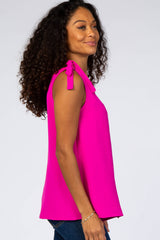 Magenta Knot Accent Sleeveless Top