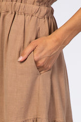 Taupe Button Up Tiered Maxi Dress