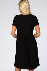 Black Short Sleeve Babydoll Dress