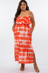 Coral Tie Dye Plus Maxi Dress