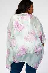 Mint Floral Chiffon Plus Cover Up