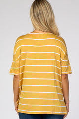 Yellow Striped Short Sleeve Maternity Top