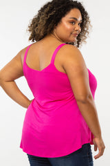 Fuchsia Wide Strap Flowy Maternity Plus Tank