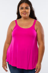 Fuchsia Wide Strap Flowy Maternity Plus Tank