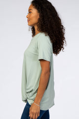 Mint Short Sleeve Knotted Hem Top