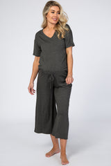 Charcoal V-Neck Maternity Sleep Set