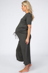 Charcoal V-Neck Maternity Sleep Set