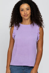 Lavender Ribbed Ruffle Sleeve Maternity Top