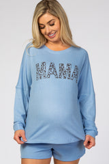 Blue Mama Waffle Knit Maternity Pajama Set
