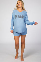 Blue Mama Waffle Knit Maternity Pajama Set