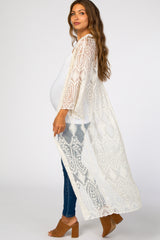 Cream Lace Mesh Maternity Cover Up