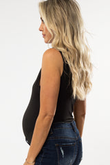 Black Snap Button Maternity Bodysuit