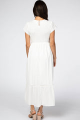 White Smocked Maxi Dress