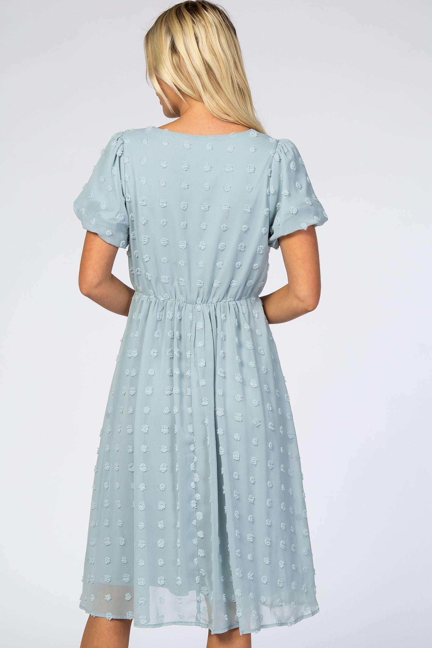Blue Swiss Dot Midi Dress