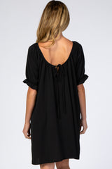 Black Short Ruffle Sleeve Maternity Dress