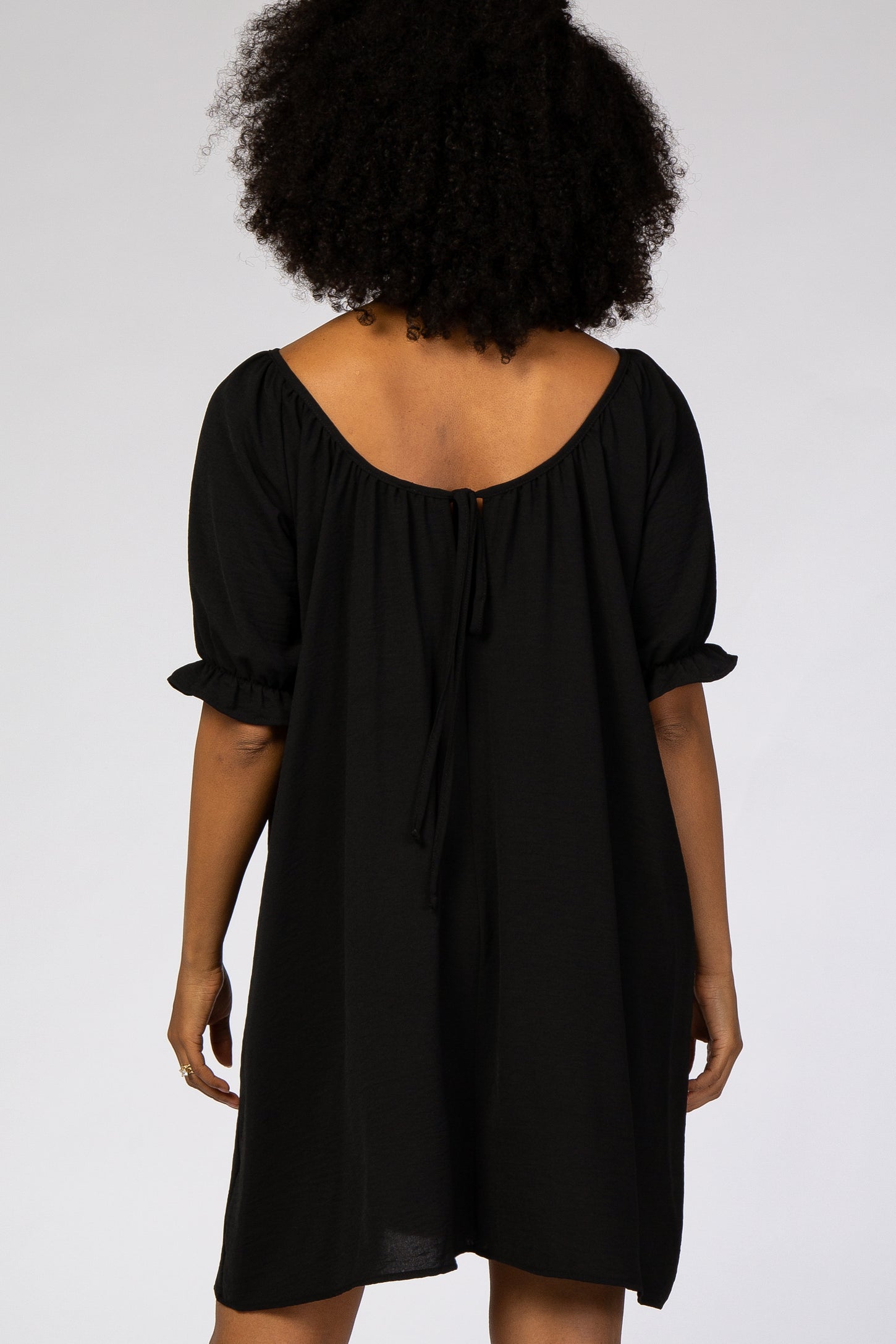 Black Short Ruffle Sleeve Dress