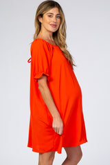 Red Short Ruffle Sleeve Maternity Dress