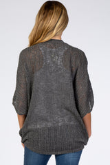 Charcoal Woven Knit Dolman Maternity Cover Up