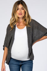 Charcoal Woven Knit Dolman Maternity Cover Up