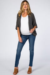 Charcoal Woven Knit Dolman Maternity Cover Up