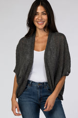 Charcoal Woven Knit Dolman Maternity Cover Up