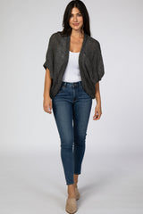 Charcoal Woven Knit Dolman Cover Up