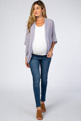 Lavender Woven Knit Dolman Maternity Cover Up