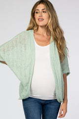 Mint Green Woven Knit Dolman Maternity Cover Up