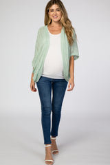 Mint Green Woven Knit Dolman Maternity Cover Up