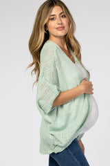 Mint Green Woven Knit Dolman Maternity Cover Up