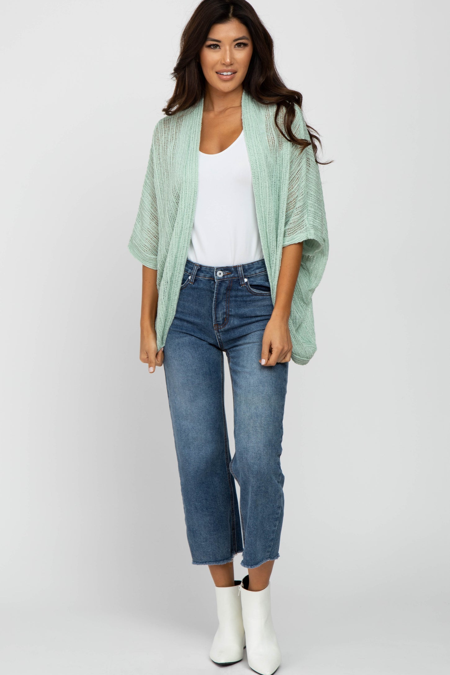 Mint Green Woven Knit Dolman Cover Up