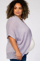 Lavender Woven Knit Dolman Maternity Plus Cover Up