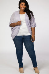 Lavender Woven Knit Dolman Plus Cover Up