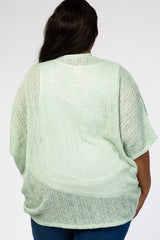 Mint Green Woven Knit Dolman Plus Cover Up