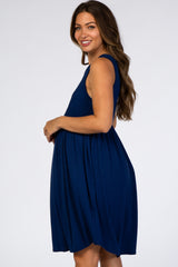 Navy Blue Sleeveless Maternity Dress