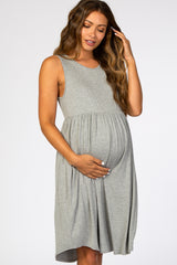 Heather Grey Sleeveless Maternity Dress
