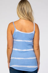 Light Blue Tie Dye Striped Maternity Tank Top