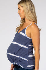 Navy Tie Dye Striped Maternity Tank Top