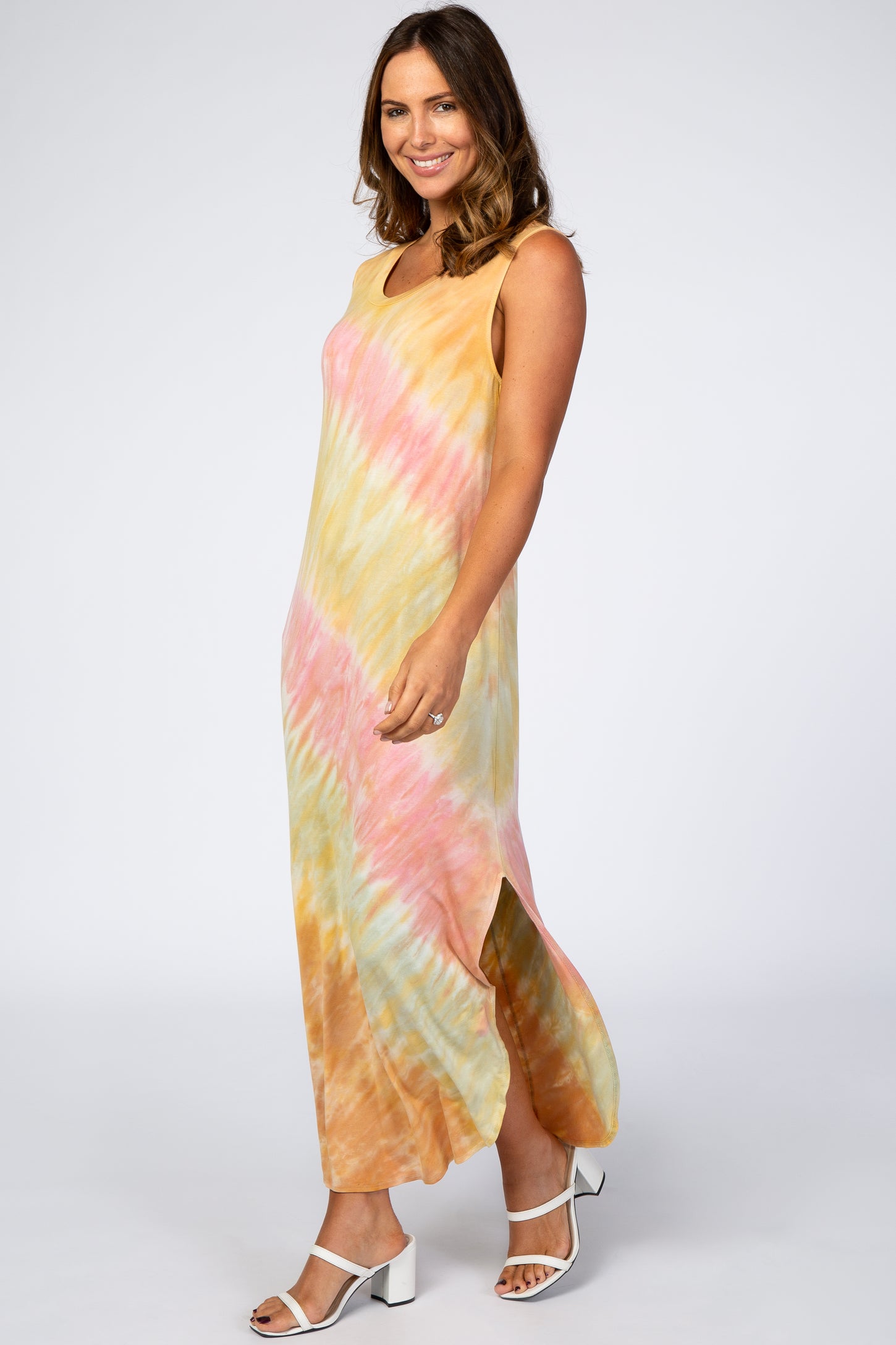 Multi-Color Tie Dye Side Slit Maxi Dress