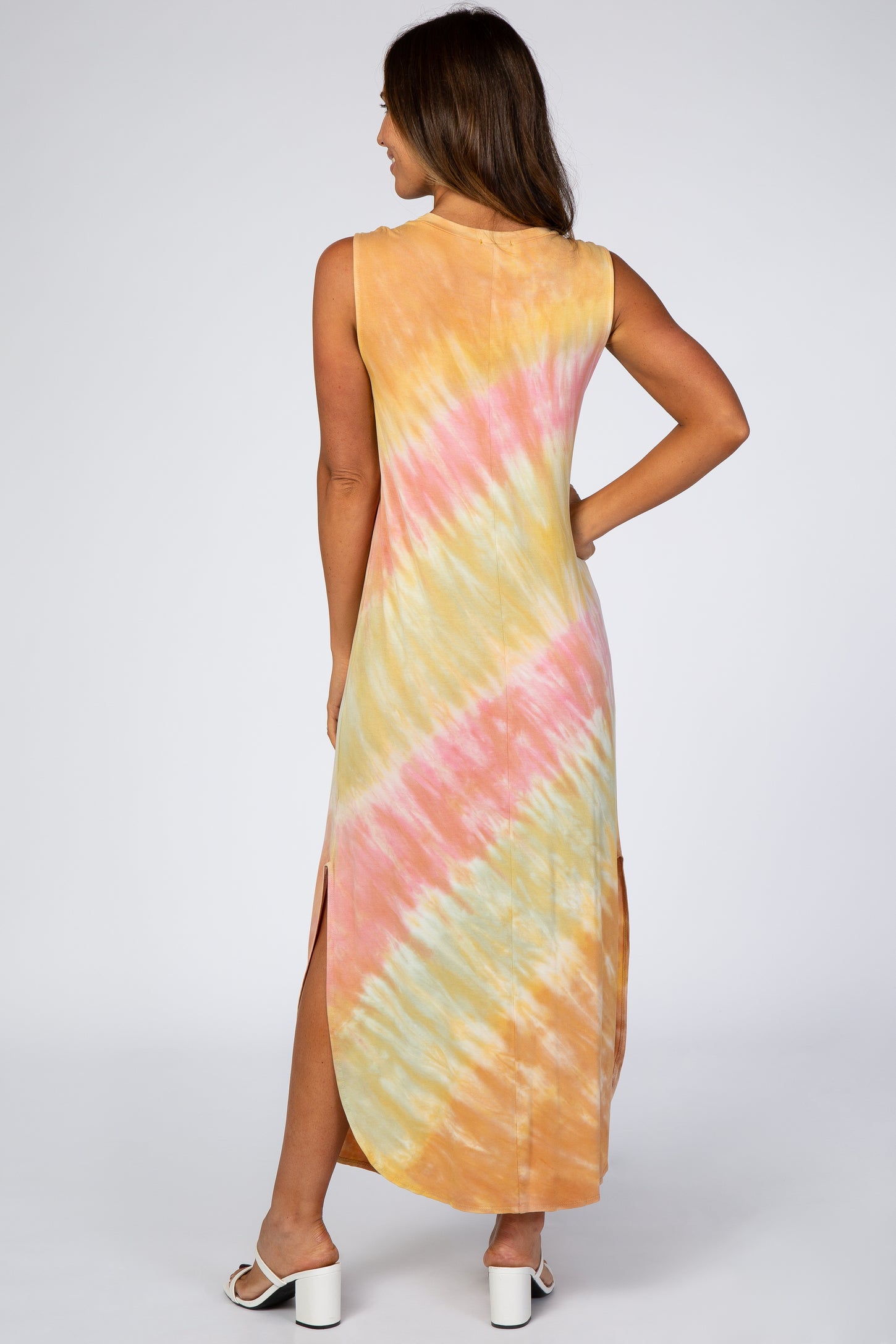 Multi-Color Tie Dye Side Slit Maxi Dress