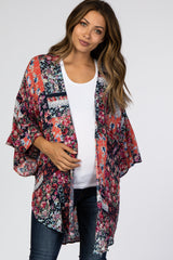 Navy Floral Patchwork Maternity Cover Up