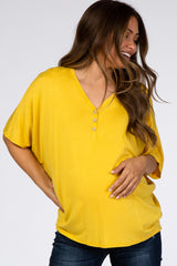 Mustard Button Front Maternity Tunic