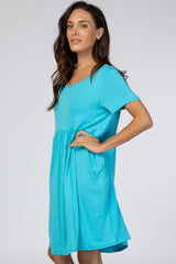 Blue Short Sleeve Babydoll Dress