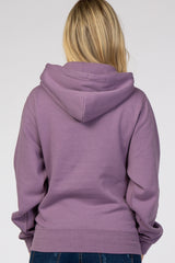 Purple Soft Fleece Maternity Drawstring Hoodie