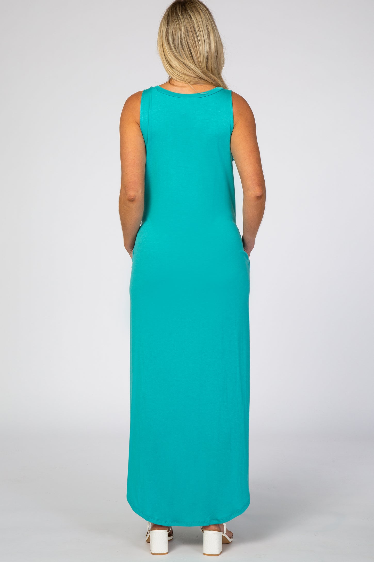 Turquoise Rounded Hem Maternity Maxi Dress