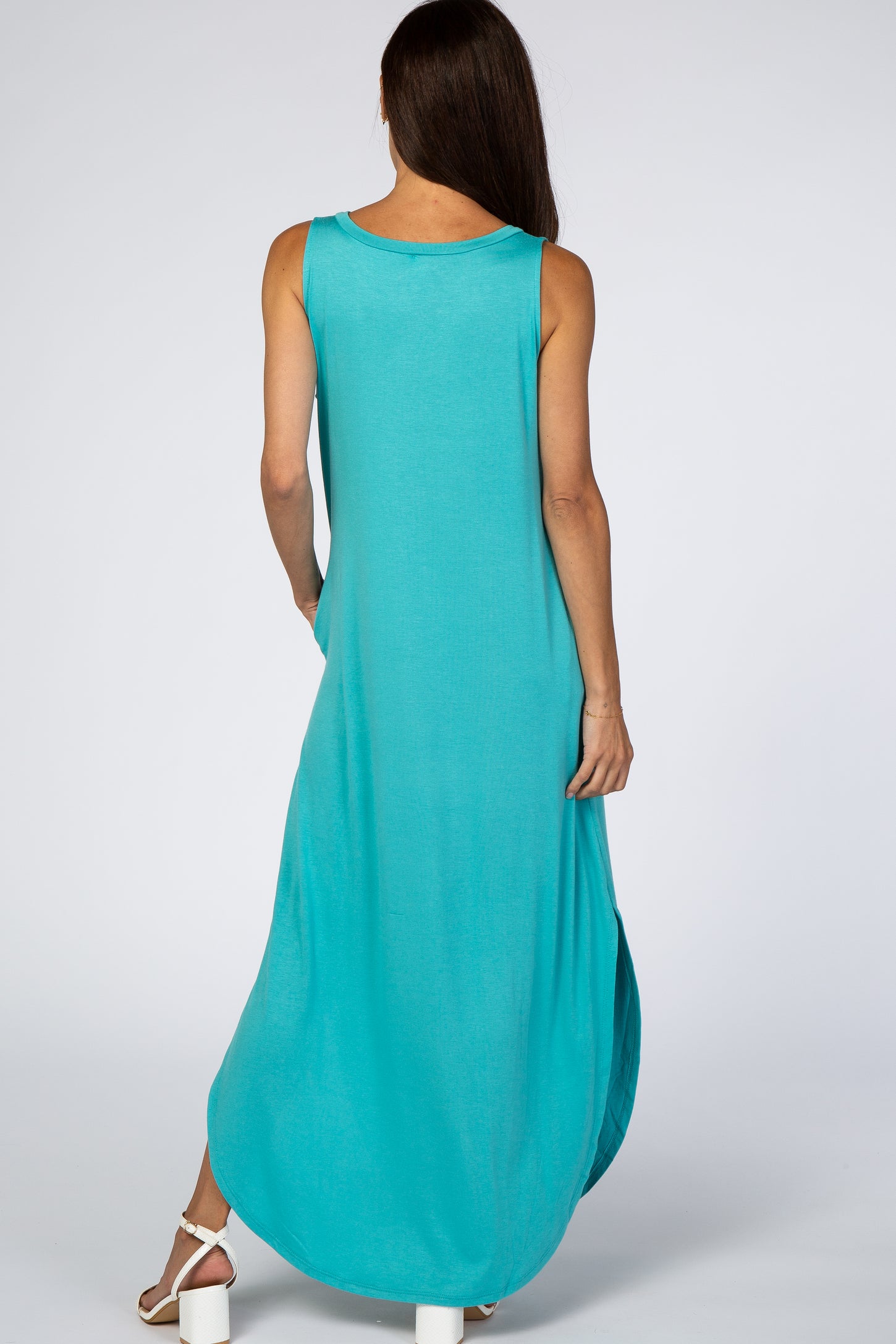 Turquoise Rounded Hem Maxi Dress
