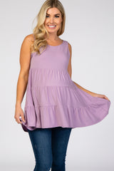 Lavender Tiered Sleeveless Maternity Top