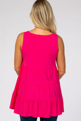 Fuchsia Tiered Sleeveless Maternity Top