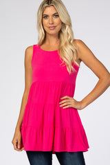 Fuchsia Tiered Sleeveless Maternity Top