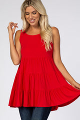 Red Tiered Sleeveless Top